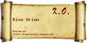 Kiss Orion névjegykártya